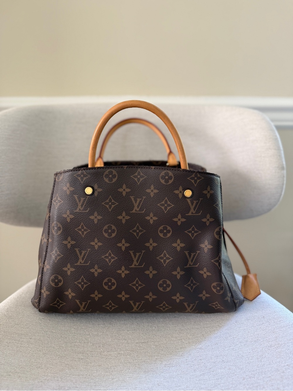 Louis Vuitton Montaigne MM Monogram Satchel with Strap & Dust Bag
